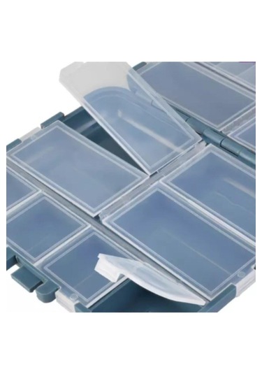 İlaç Kutusu Kapaklı Bölmeli Büyük Caperlan 12 10 3,5 Cm Mavi