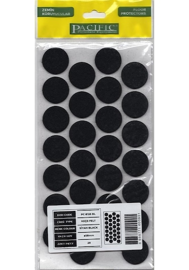 Pacific 6128 Bl Yapışkanlı Keçe 28 Mm Siyah