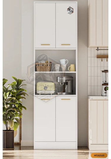 Tamamı Mdf 4 Kapaklı Ve Açık Raflı Çok Amaçlı Mutfak Dolabı/kavan