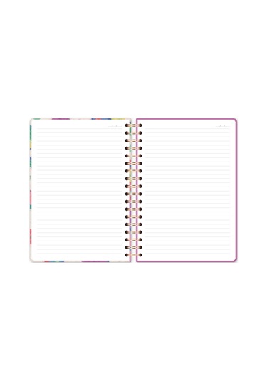 17x24 Spiralli Lastikli Sert Kapak Çizgili Not Defteri Çok Renkli Çiçekler Çok Renkli Çiçekler