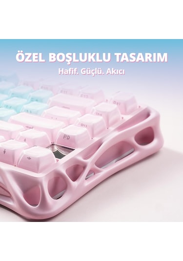 Gravastar Mercury K1 Lite Rgb Kablosuz Mekanik Gaming Klavye, İngilizce Q,aurora Mist