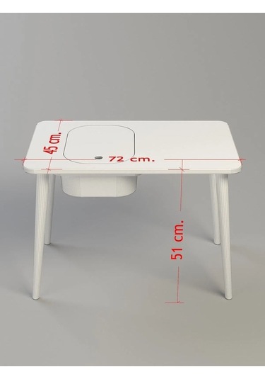 Çocuk Oyun Etkinlik Çalışma Masası Sepetli Ahşap Mdf Masa Takımı Beyaz-gri Beyaz - Gri