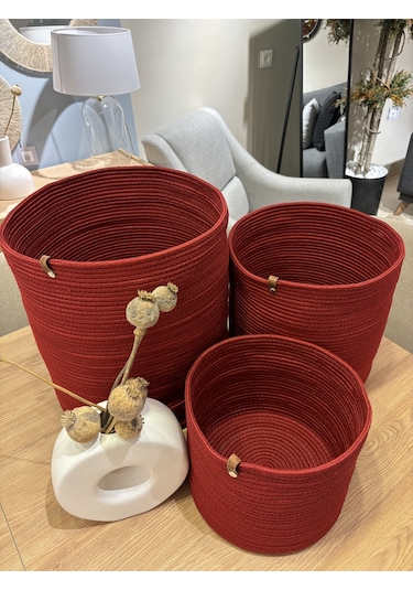 Rover Çok Amaçlı Düzenleyici Sepet, Saksılık, Organizer 3'lü Set Kırmızı