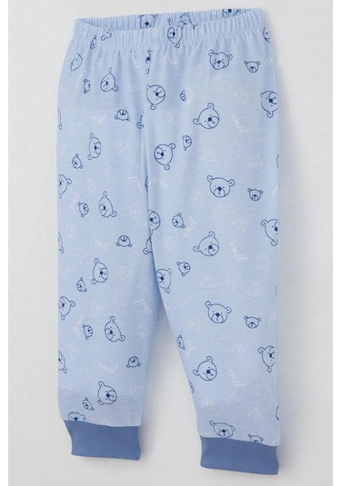 Breeze Erkek Bebek Pijama Takımı Sevimli Ayıcık Figürlü Yıldız Desenli 4 Ay-1 Yaş, Mavi Mavi