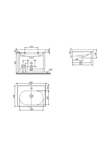 Etajerli Lavabo, Arya, 60X45 Cm