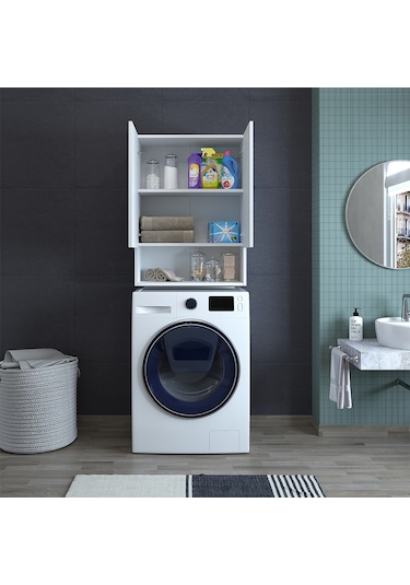 Banos Cu3 Çok Amaçlı Çamaşır Makinesi Üst Banyo Dolabı - Beyaz
