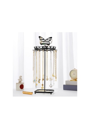 Homyl Takı Organizatör Ekran Metal Tutucu Kolye Küpe Bileklik Siyah