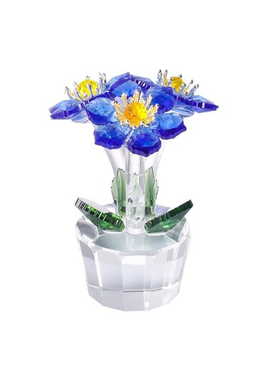 Şeffaf Taban Mini Cam Çiçek Heykeli Süsü Yapay Çiçek Figürin Yıl Dönümü Style 20