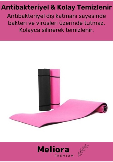 Taşıma Askılı Konfor Modeli Çift Taraflı Kaymaz Yoga Meditasyon Minderi Pembe Siyah Mat Çok Renkli