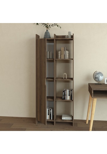 Offer Çok Raflı, Tek Kapaklı Kitaplık Kilim - 180 Cm, Ev-ofis, Kütüphane - Kahverengi Kahverengi