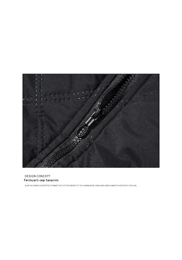 Kalın Dik Yakalı, Rüzgar Geçirmez Ve Sıcak Pamuklu Ceketli Erkek Günlük Kışlık Peluş Pamuklu Ceket Siyah