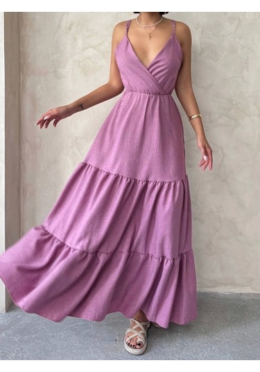 Fırfırlı Katlı Elbise S255049 Gül Kurusu