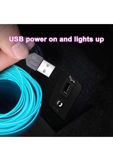 Shineyee Araç Işık Atmosferi Led Bandı 5m Usb Doğrudan Tak 5v 8 Renk Seçeneği Kurulumu Gerektirmez