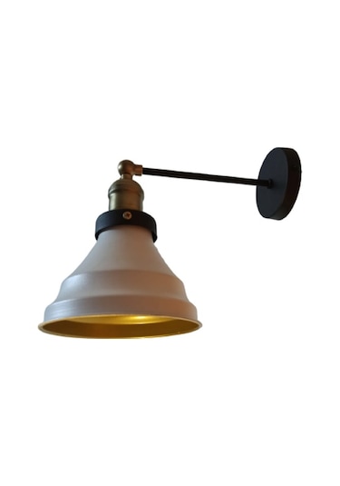 Rys Retro Metal Dekoratif Mafsallı Siyah Beyaz Rustik Duvar Aplik Beyaz