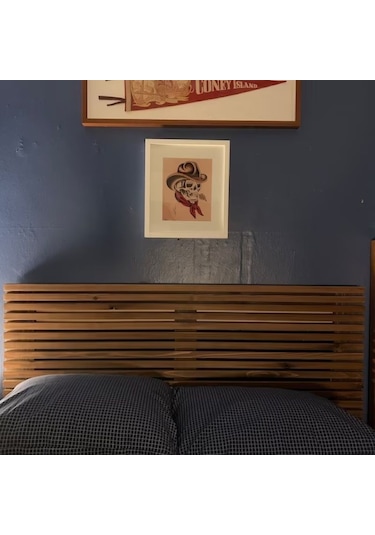 Ahşap Yatak Başlığı Ceviz Renk 2 Mt X 60 Cm + 2 Adet Raf