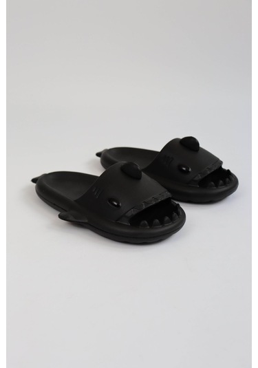 Wagoon Wg500 Köpekbalığı Siyah Unisex Tam Ortopedik Terlik Shark Slides Siyah