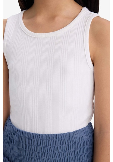 Defacto Kız Çocuk Bisiklet Yaka Basic Düz Atlet Z7815a625hswt32 Beyaz