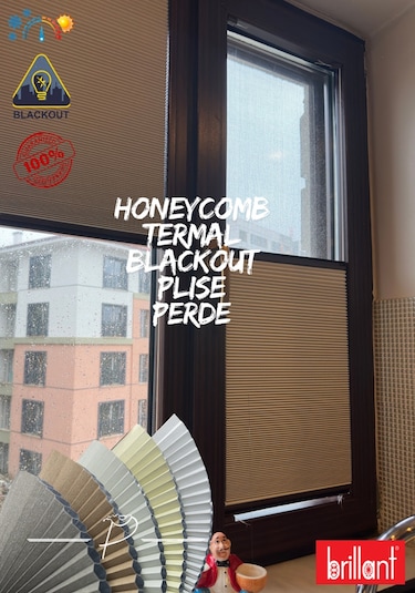Brillant Marka Honeycomb Plise Perde Termal Ve Blackout Özelliği Çok Renkli