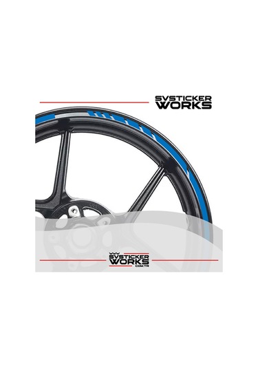 Motosiklet Jant Şeridi Jant Sticker Dekor Model Parçalı Desen Sticker Set Mavi