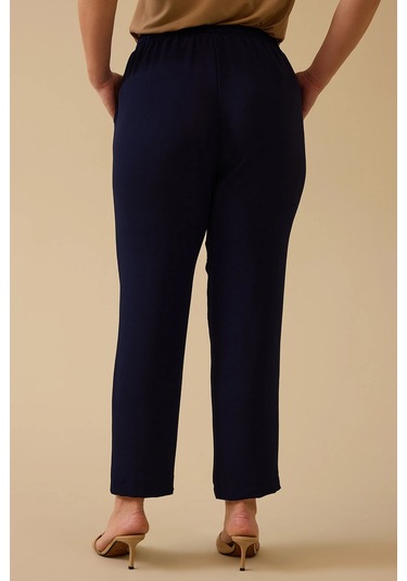 Galaxi Kadın Büyük Beden Bağcıklı Bol Paça Pantolon 4018 Lacivert Lacivert