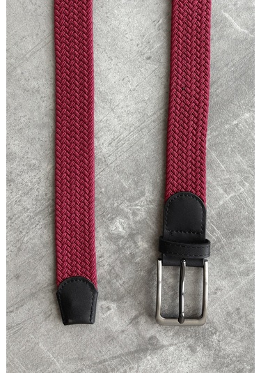 Erkek Hasır Örgü Kemer Bordo