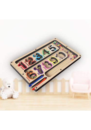 Tineke Manyetik Eğitici Renkli Sayma Ve Eşleştirme Labirenti Eğitim Oyuncağı - Ahşap Montessori Oyunu Sayı