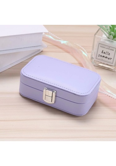 Deri Seyahat Takı Bijuteri Mücevher Kutusu Organizer Düzenleyici 20cm Lila İthal Ürün