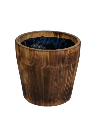 Kaf Ahşapdekoratif Kova Saksı - Yakılmış