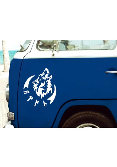 Kurt Ve Göktürkçe Türk Yazısı Gökbörü Sticker - Araba Oto Motosiklet Karavan Pickup Sticker 00758 30x26 Cm