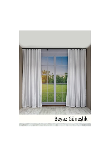 Donatti Beyaz Saten Güneşlik Düz Dikiş Beyaz