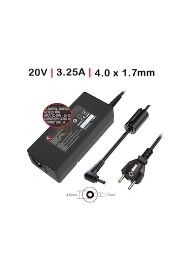 Lenovo Uyumlu 20v 3.25a 65w 4.0 1.7mm Notebook Adaptörü, Şarj Cihazı / Cmadp115