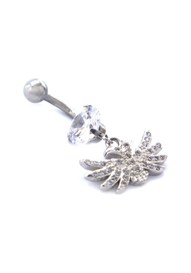 Ferizz 316l Çelik Zirkon Taşlı Kuş Piercing Prc-124 Gümüş