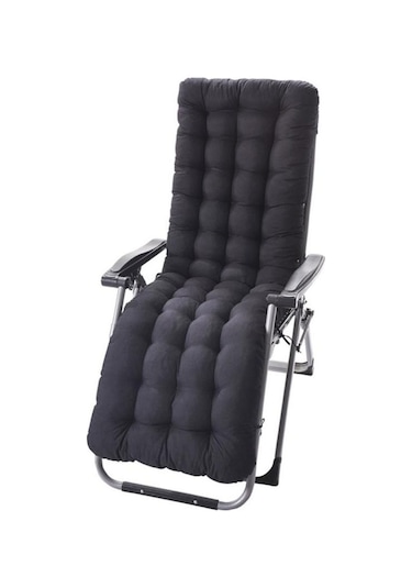 Jms Siyah Uzun Recliner Sandalye Minderi Koltuk Minderi Bahçe Şezlong Mat 125 48 8cm Siyah