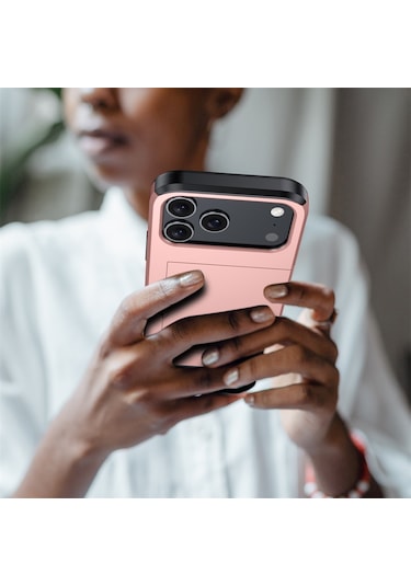 Snapbuy, İphone Uyumlu İçin Kredi Kartı Bölmesi Olan Cüzdan Kılıfı  İphone Uyumlu 16e Rose Gold