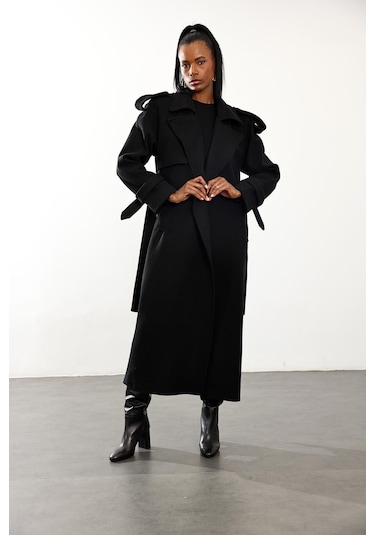 Siyah Kaşe Palto 1614 Siyah