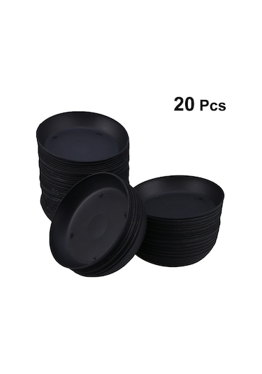 20 Adet Plastik Saksı Damlama Tepsisi Bitki Saksı Tabağı Saksı Şasi Tepsisi Şişmanlık Ekici Bahçe Balkon Siyah