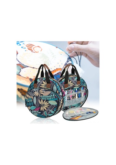 Youmex Mavi Yaprak Desenli Dairesel İşiği Seti Gereçleri Saklama Çantası - 600d Oxford Kumaş Mavi