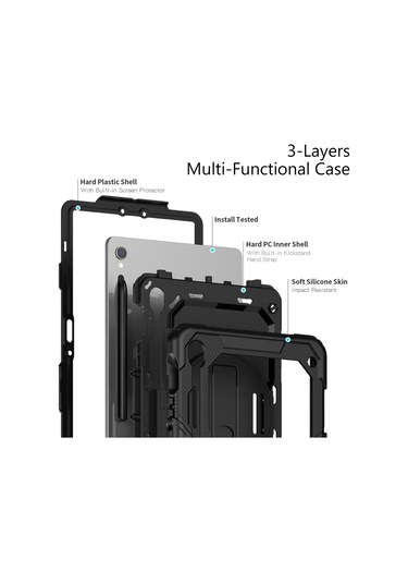 Samsung Galaxy Uyumlu Tab S9 Fe Sm-x510 Sm-x516b Pc+silikon Kılıf Kickstand Tablet Kılıfı Pet Ekran Koruyucu Ve El Kayışı