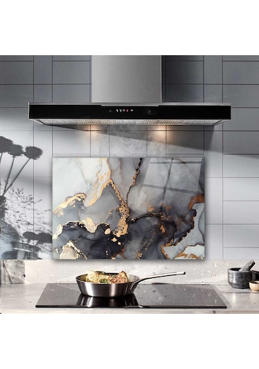 Decorita Cam Ocak Arkası Koruyucu|Stark MermerGörünümlü|40cmx60cm