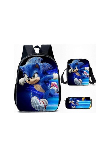 Sonic Temalı Üç Parçalı Okul Seti - Çocuklar Ve Hayranlar İçin Anime Esintili Sırt Çantası, Çapraz Çanta Ve Kalem Kutusu Diğer