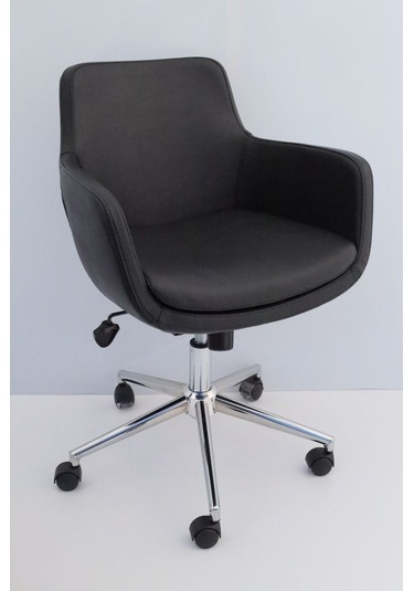 Bulut Rahat Siyah Deri Ofis Sandalyesi