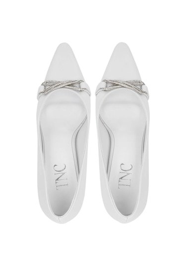 Tamer Tanca Kadın Hakiki Deri Beyaz Topuklu Ayakkabı 1063 134462 Bn Ayk Sk24-25 Beyaz Cılt Beyaz Cilt