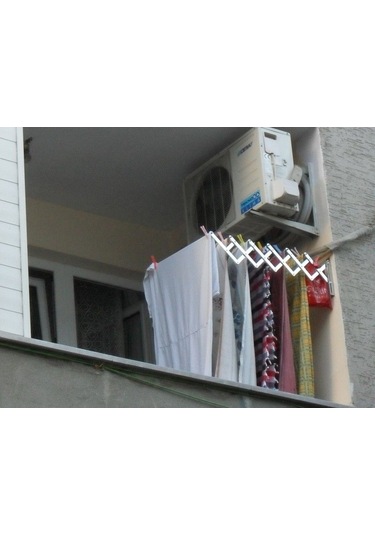 Maxas Xberen Katlanır Akordiyon Çamaşırlık - Ev Içi-Balkon-Otel 100 Cm - 7 Çubuklu-Gri Beyaz