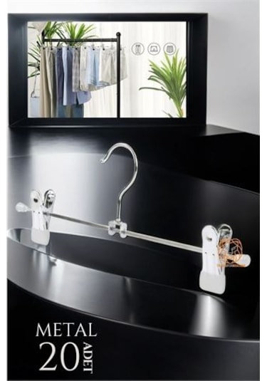 Metal Etek Pantolon Askısı - Mandallı Etek Askısı Pantolon Askısı 20 Adet Siyah