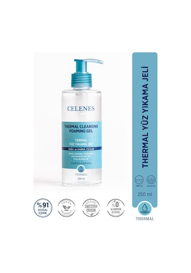 Celenes Yağlı ve Karma Ciltler için Termal Yüz Yıkama Jeli 250 ML