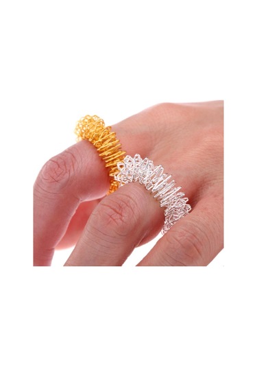 Unisex Batmayan İğneli Reiki Sujok Yüzüğü Masaj Stres Esnek Yaylı Akupunktur Yüzük Altın Renk Altın