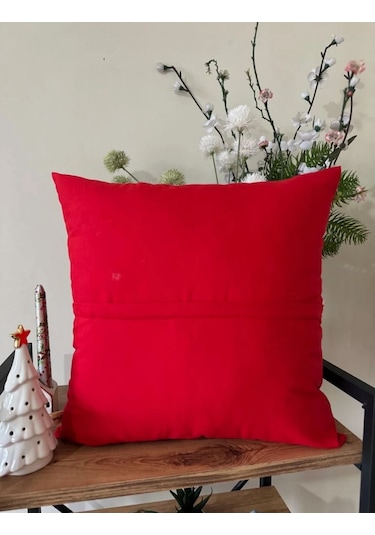 Keten 43x43 Kırlent Kılıfı 2'liı Fermuarlı Evtex 43x43 Kırmızı