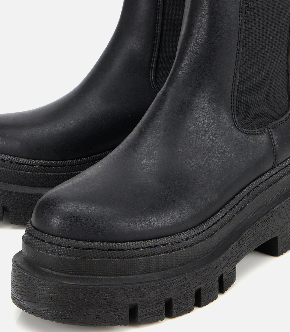 Hotiç Kadın Siyah Lastik Detaylı Kalın Tabanlı Düz Bot 01boh314880a100 01boh314880a100 Siyah