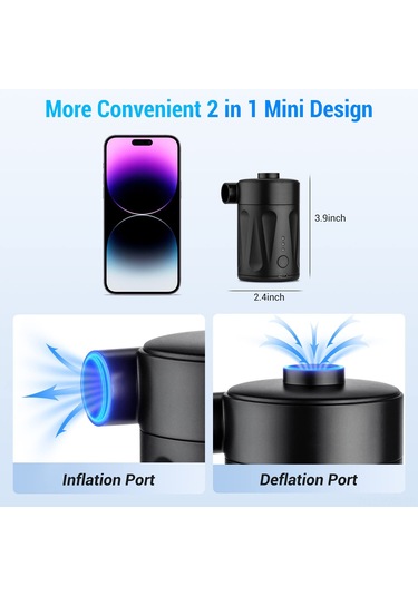 Kosona Usb Şarjlı Taşınabilir Elektrikli Hava Pompası - Ev Ve Dışarıda Kullanım, 5000mah Pil, 300l/dak Hacim, 4000pa Basınç