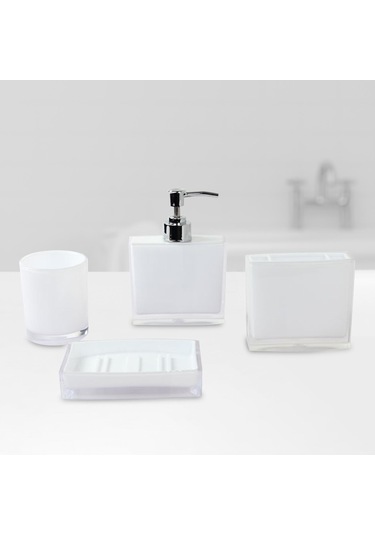 Suntek 4x Losyon Dispenser Bardak Diş Fırçası Tutucu Seti Beyaz